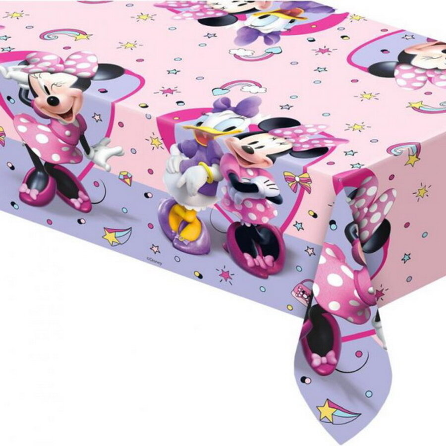 Tafelkleed Minnie Mouse en Katrien roze paars