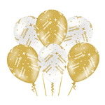 Ballonnen Pensioen goud wit 6 stuks