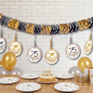 Servetten 75 jaar goud wit zilver