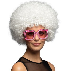 Pruik afro met krullen wit