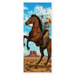 Deurposter Cowgirl op paard 183cm