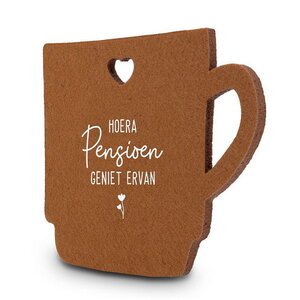 Onderzetter vilt Hoera Pensioen geniet ervan