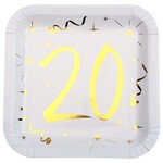 Bordjes 20 jaar stijlvol goud wit 10 stuks Op is Op
