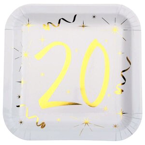 Bordjes 20 jaar stijlvol goud wit 10 stuks Op is Op