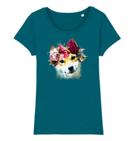 Shiba Boutique Shiba Flower Crown T-Shirt Dames