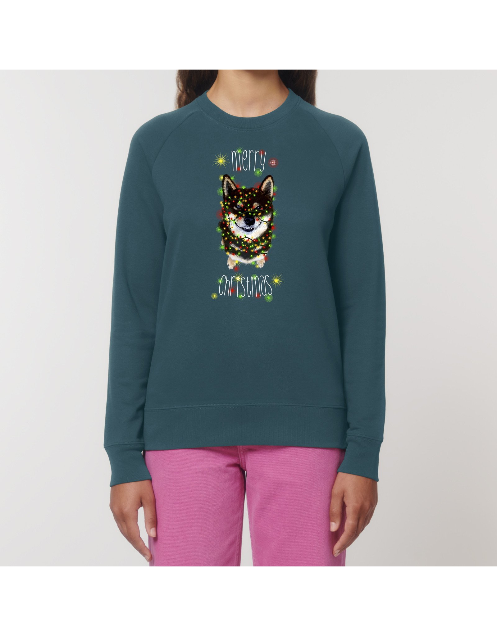 Shiba Boutique Shiba Black & Tan Merry Christmas Sweatshirt Women