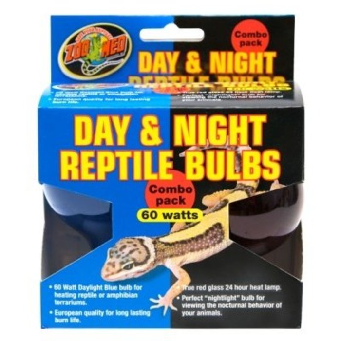 Day/Night Reptile Bulb Combo (Blue 60W. + Red 60W.)