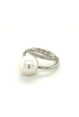 Gellner Ring wit goud parel & diamant