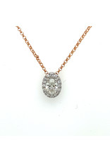 Collier rood goud met hanger diamant ovaal