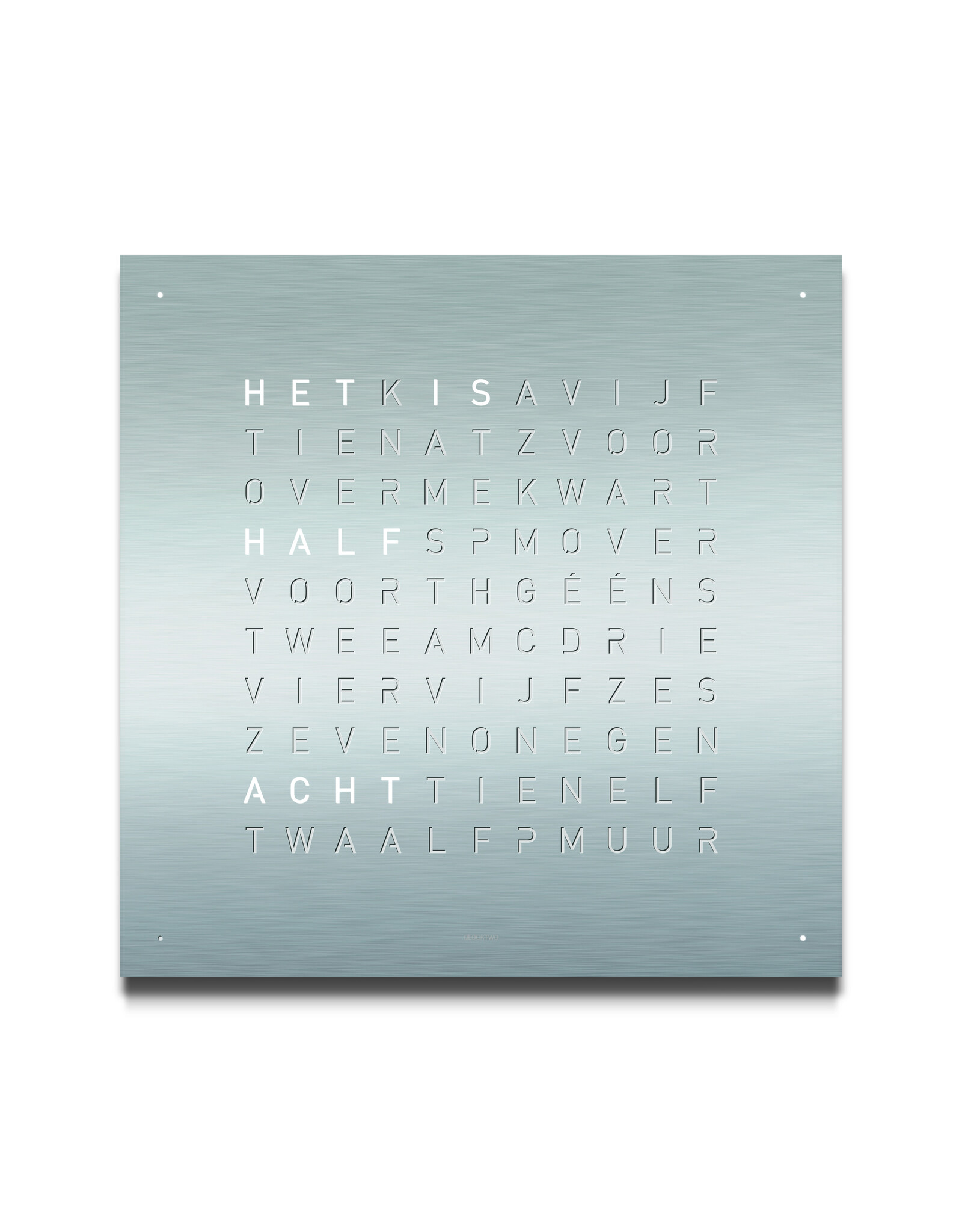 QLOCKTWO Frontpaneel Wandklok Stainless Steel (NL)