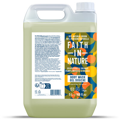 Faith in Nature Body Wash Grapefruit & Orange - Refill - 5 Liter