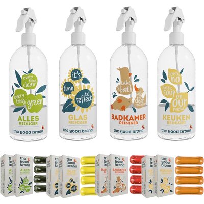 The Good Brand XL Voordeel Schoonmaakpakket - 4 Flessen met pods + 8 x 2 Refill Pods (20 x 500ml)