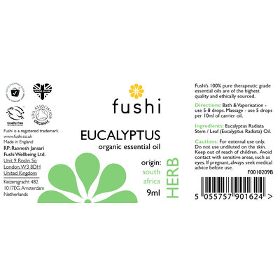 Fushi Wellbeing Eucaliptus (Globulus) Organic Essential Oil 5ml of 9ml