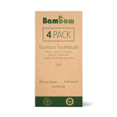 Bambaw 4 Bamboe Tandenborstels - Hard, Medium of Soft