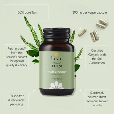 Fushi Wellbeing Organic Tulsi (Holy Basil) - 60 capsules