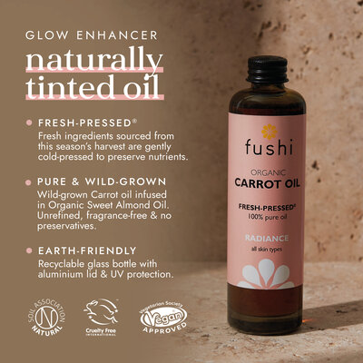 Fushi Wellbeing Carrot Oil fresh Pressed - 100ml, 50ml of 10ml