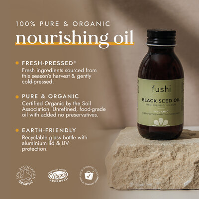 Fushi Wellbeing Organic  Black Seed Oil, 250ml of 100ml