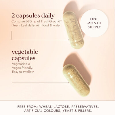 Fushi Wellbeing Biologisch Neemblad, 60 Veganistische Capsules, Voedinssupplement