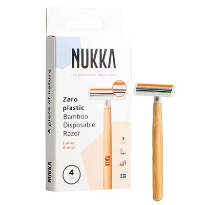 Nukka Bamboe scheermes oranje 3 mesjes - 4 Stuks