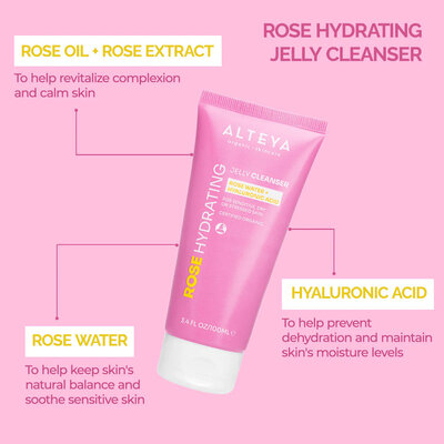 Alteya Organics Hydraterende rozen jelly cleanser met rozenwater en hyaluronzuur