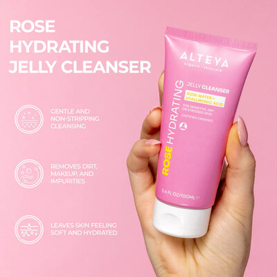 Alteya Organics Hydraterende rozen jelly cleanser met rozenwater en hyaluronzuur