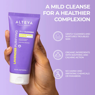 Alteya Organics Lavender Purifying Jelly Cleanser met organisch lavendelwater en bisabolol