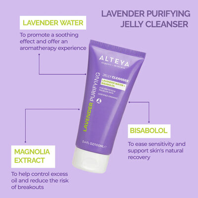 Alteya Organics Lavender Purifying Jelly Cleanser met organisch lavendelwater en bisabolol
