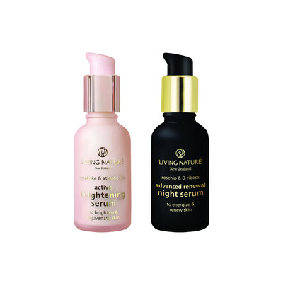 Living Nature Duo Dawn to Dusk: Active Brightening Serum & Advanced Night Serum