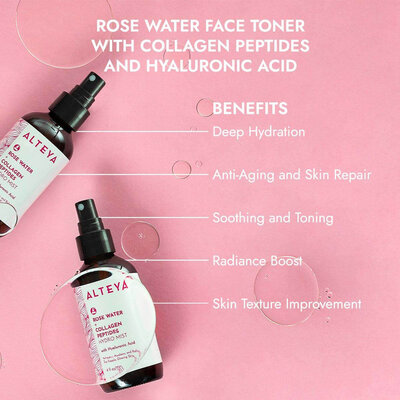 Alteya Organics Rose Water Face Toner met Collagen Peptides en Hyaluronic Acid