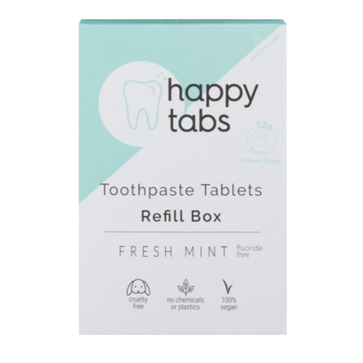 Happy Tabs Toothpaste Tablets Fresh Mint Fluoride Free 120st.