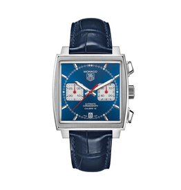 Tag Heuer Monaco chrono cadran bleu alligator bleu 39 mm
