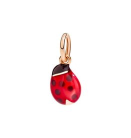 dodo Pendentif coccinelle en or rose 9 ct et émaux colorés. Cordon noir inclus. DoDo DMCOC/9/K