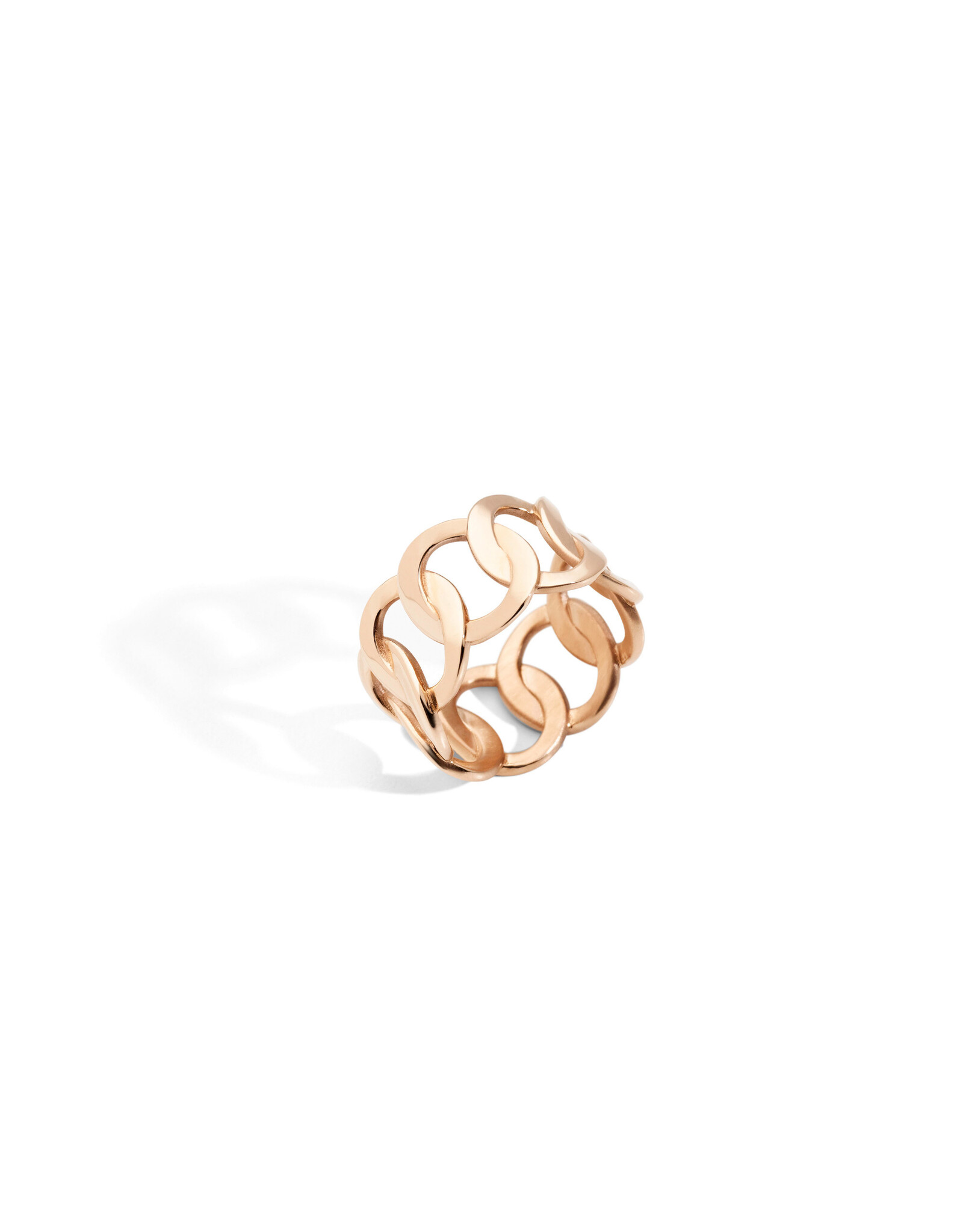 POMELLATO Bague BRERA en or rose 18k taille 54. La chaîne iconique de la Maison devient extrêmement légère : un canon esthétique inédit qui révèle un charme tactile et éthéré. POMELLATO A.B910PO7-54