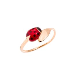 dodo Bague coccinelle en or rose 9 K 48 et émaux colorés. DoDo ADCOC/9/K-48