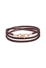 dodo Bracelet Nodo en or rose 9K avec cordon en cuir moka 18 cm. DoDo DKB/K9/MO9/18/K