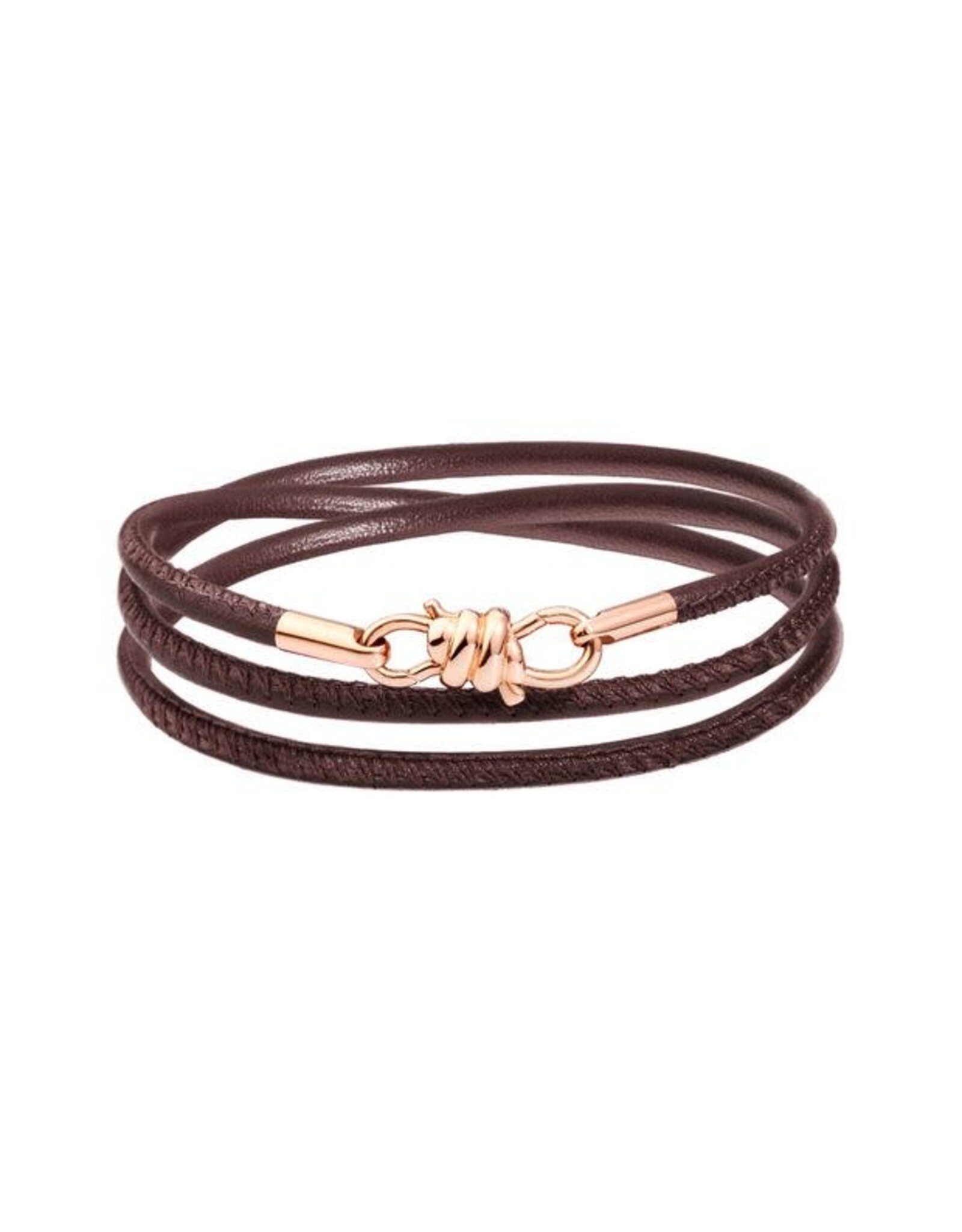 dodo Bracelet Nodo en or rose 9K avec cordon en cuir moka 18 cm. DoDo DKB/K9/MO9/18/K