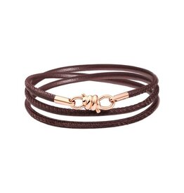 dodo Bracelet Nodo en or rose 9K avec cordon en cuir moka 18 cm. DoDo DKB/K9/MO9/18/K