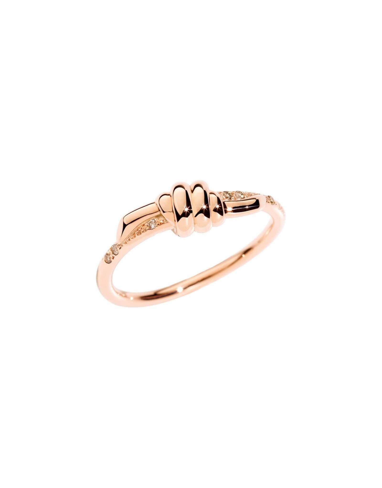 dodo Bague Nodo 54 or rose 9K et brillants bruns DoDo ADKNOT/9/BR/K-54