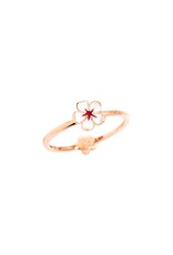 dodo Bague petite fleur du cerisier or rose 9K et émail blanc 51 DODO ADFIOP/BI/9/K-51