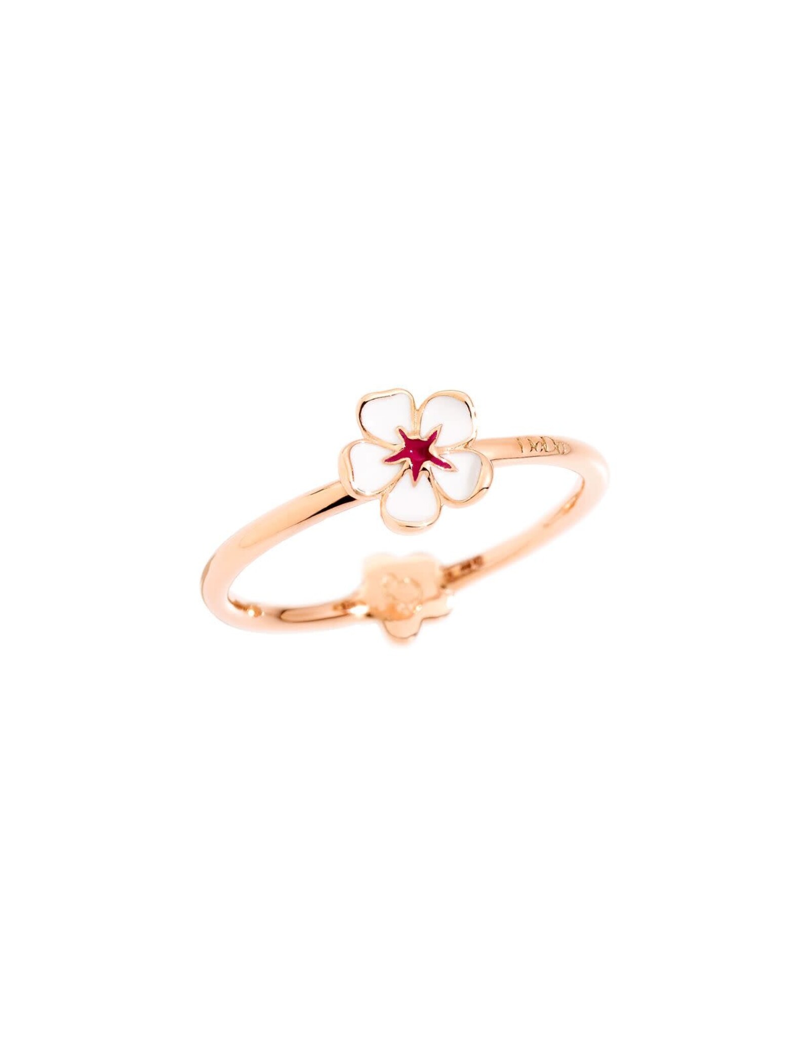 dodo Bague petite fleur du cerisier or rose 9K et émail blanc 51 DODO ADFIOP/BI/9/K-51