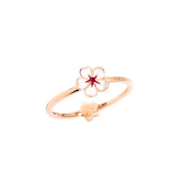 dodo Bague petite fleur du cerisier or rose 9K et émail blanc 51 DODO ADFIOP/BI/9/K-51