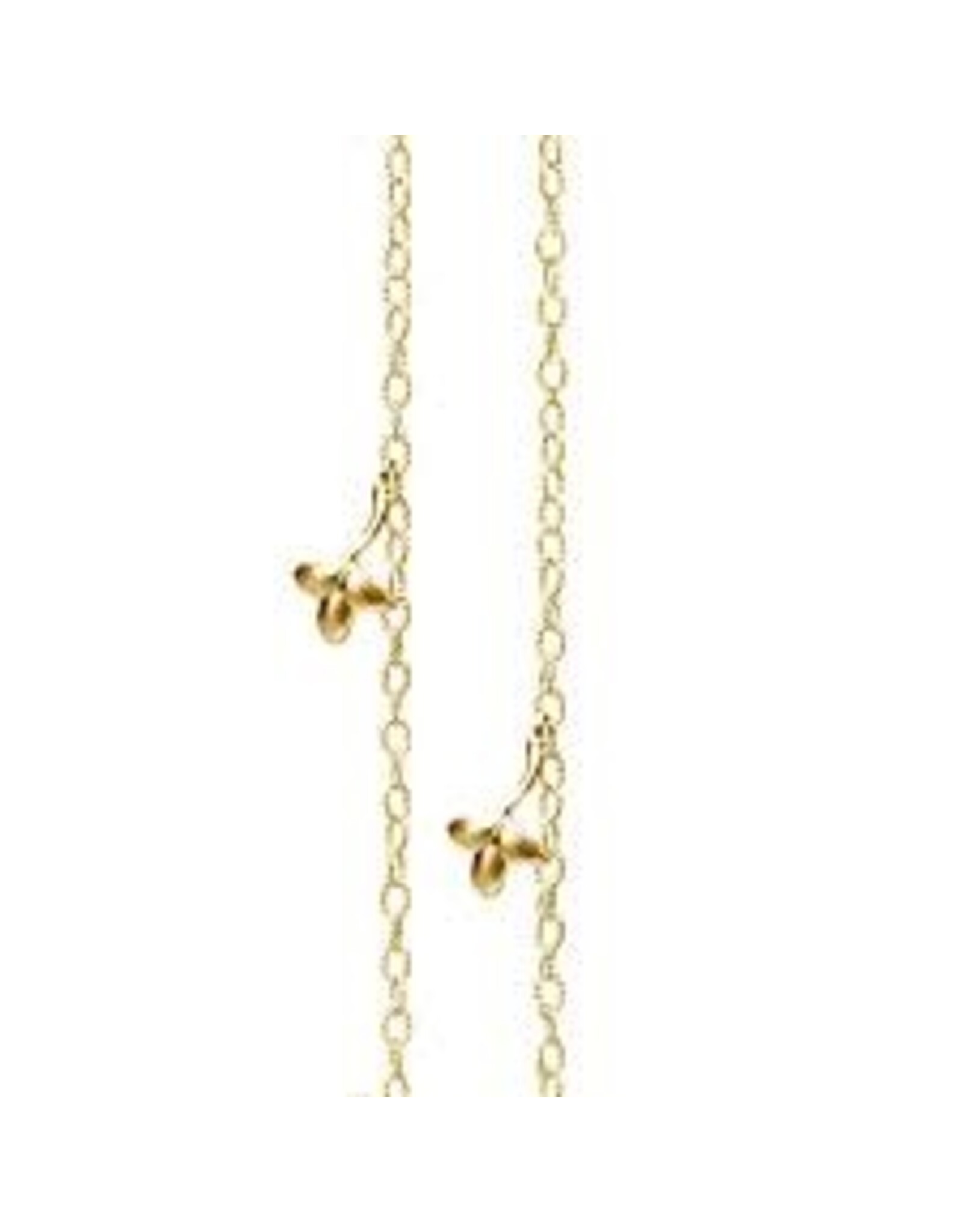Collier lotus torsadée chaîne d'ancre- 2 feuilles or rose carabine 90 cm LYNGGAARD