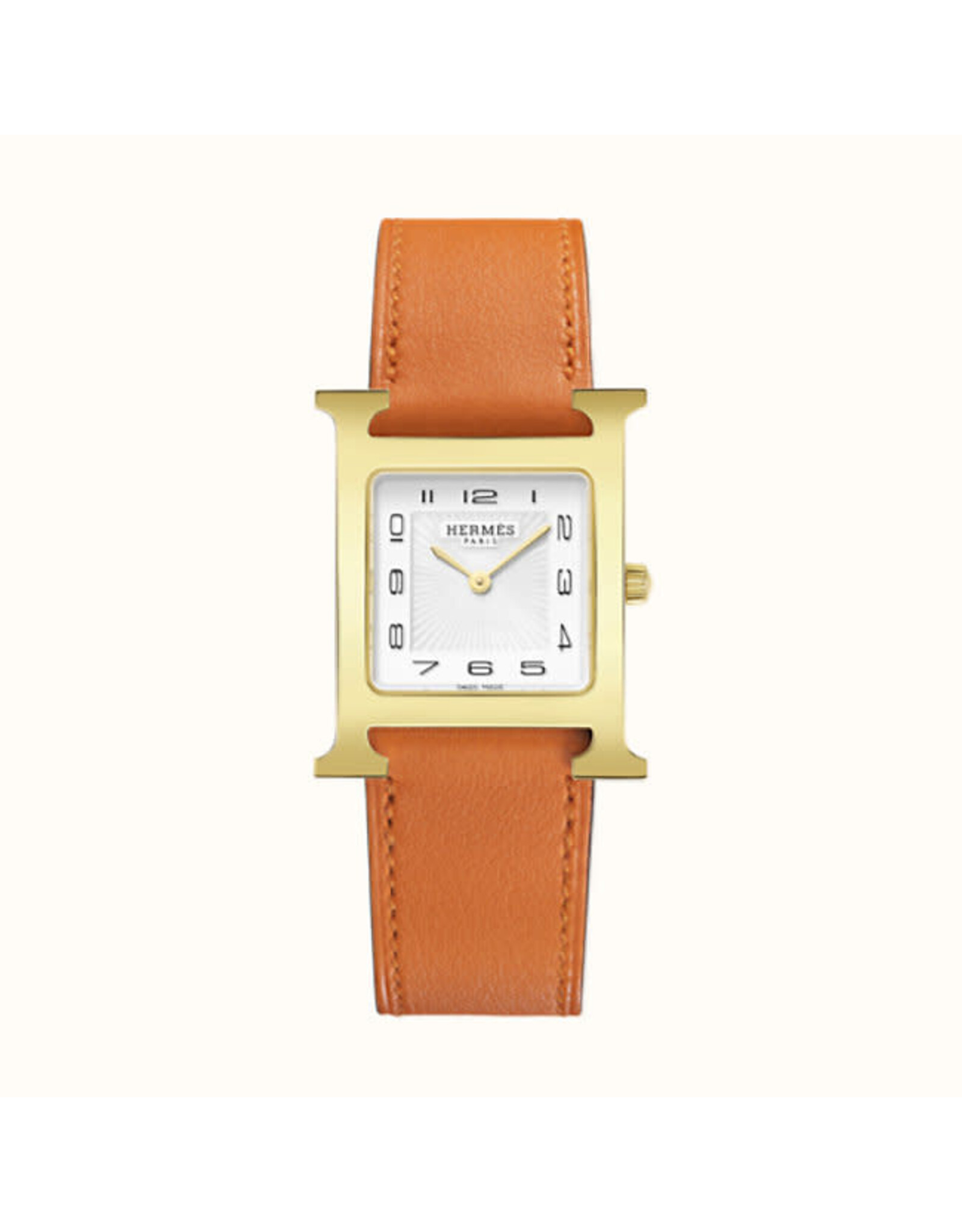 HERMES S.A Heure H MM plaqué or br orange HERMES