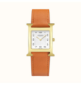 HERMES S.A Heure H MM plaqué or br orange HERMES