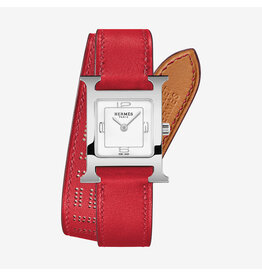 HERMES S.A Heure H PM éphémère acier DT vermillon HERMES