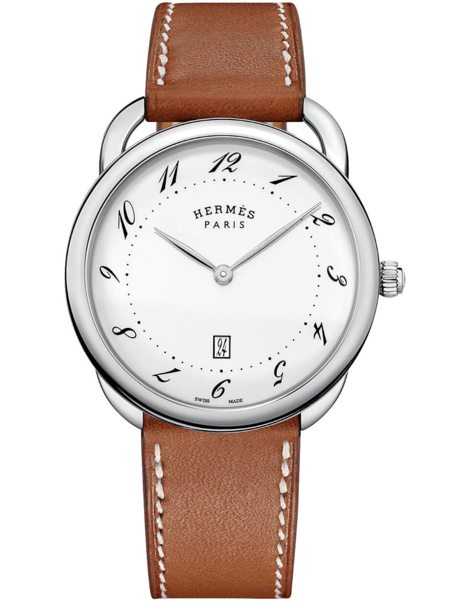 HERMES S.A Arceau GM cadran blanc acier HERMES