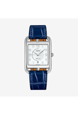 HERMES S.A Cape Cod GM automatique cadran blanc lumière br alligator bleu saphir HERMES