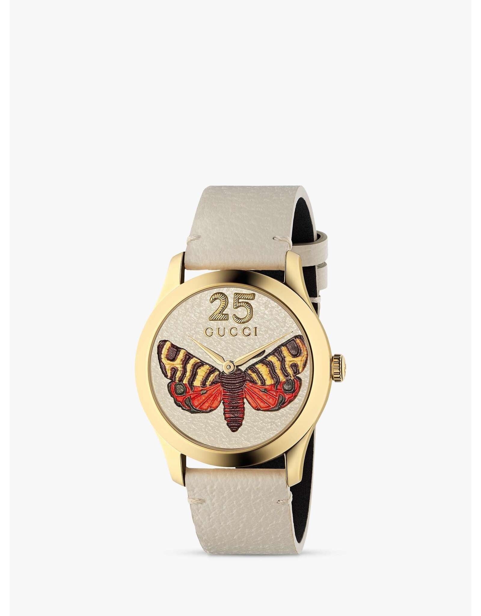GUCCI G-TIMELESS MD WHITE calf&butterfly GUCCI