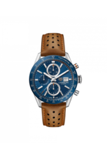 tagheuer Carrera bleu bracelet brun perforé TAGHEUER