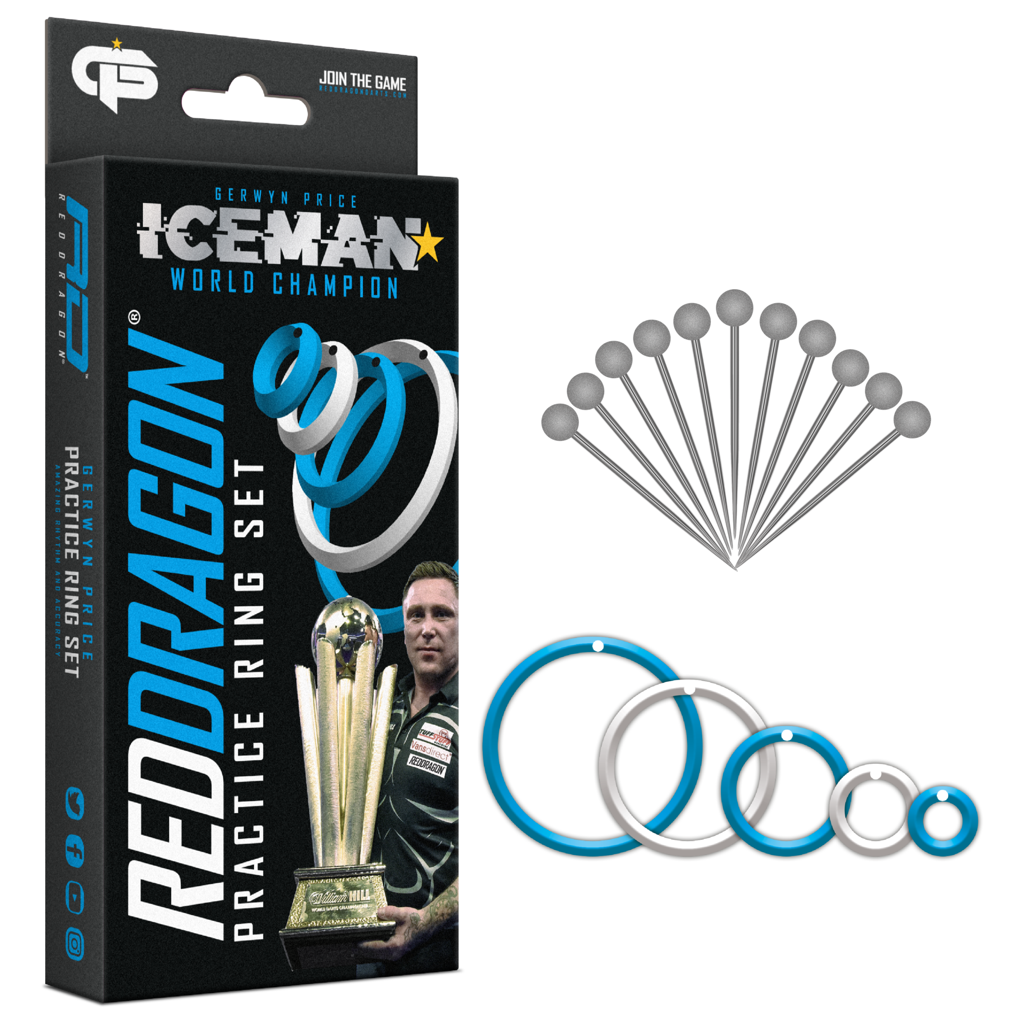 Red Dragon Gerwyn Price Iceman V-Groove Aluminium Dart Shafts - Short